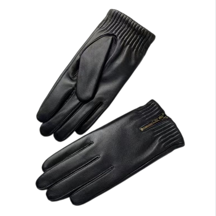 Leather Driving Glove - Winter Thicken Warm Retro Gloves Black