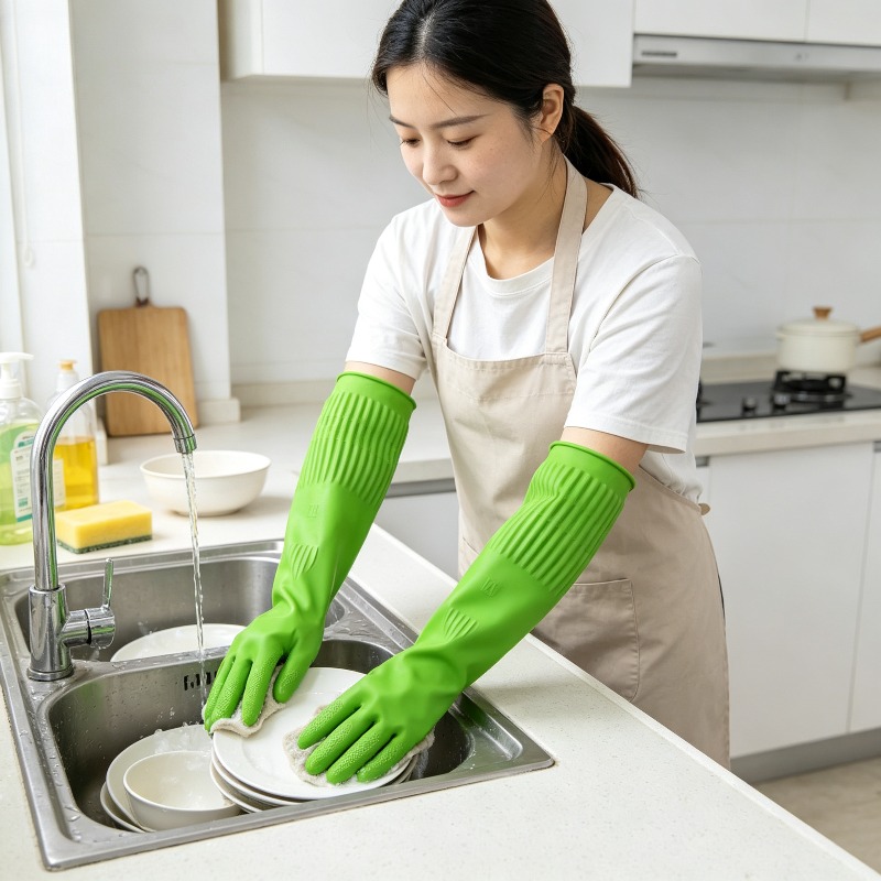 1Pair Lengthen Dishwashing Cle - Dish Glove Rubber review and price