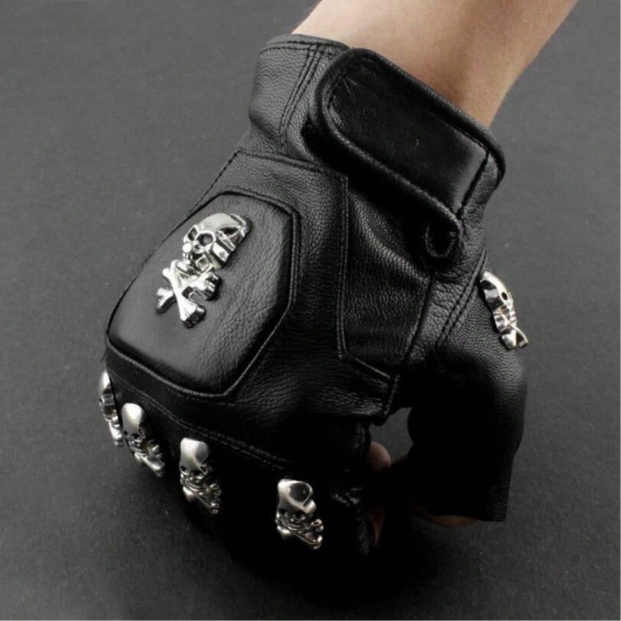 Mens Real Leather Skull Punk R - Leather Driving Glove review and price